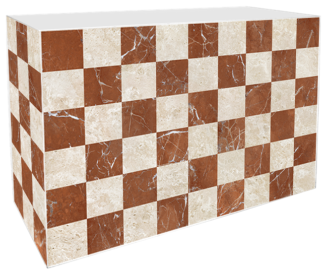 Art Series Service Bar Counter - Checkered Stone Alicante Red - White Top - 60 x 180 x 110cm H